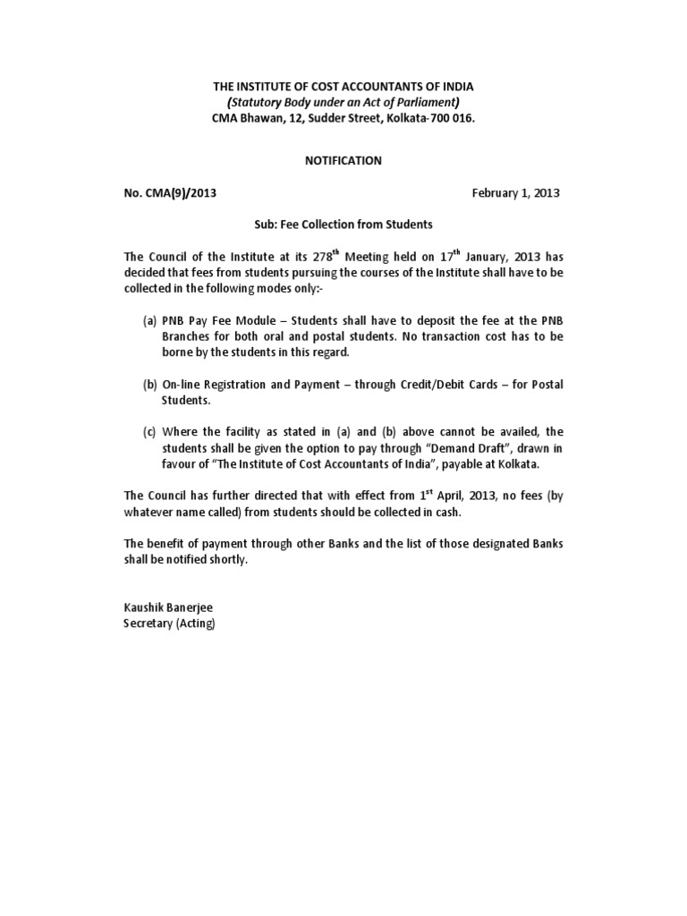 Student Fee Collection Methods | PDF