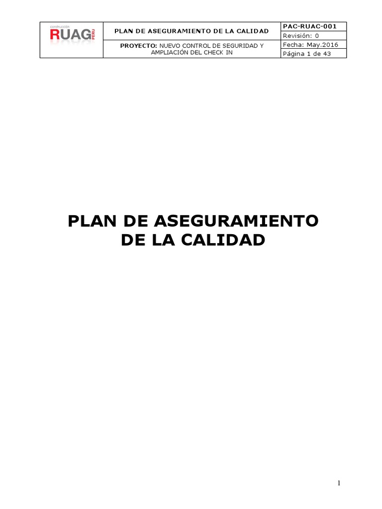 Plan de Aseguramiento de La Calidad | PDF | Recursos humanos | Calidad ...