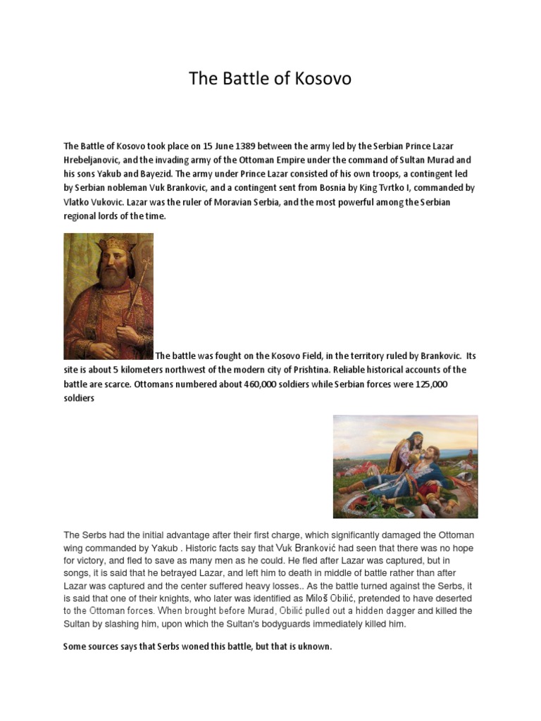 Kosovo Battle of 1389 Overview | PDF