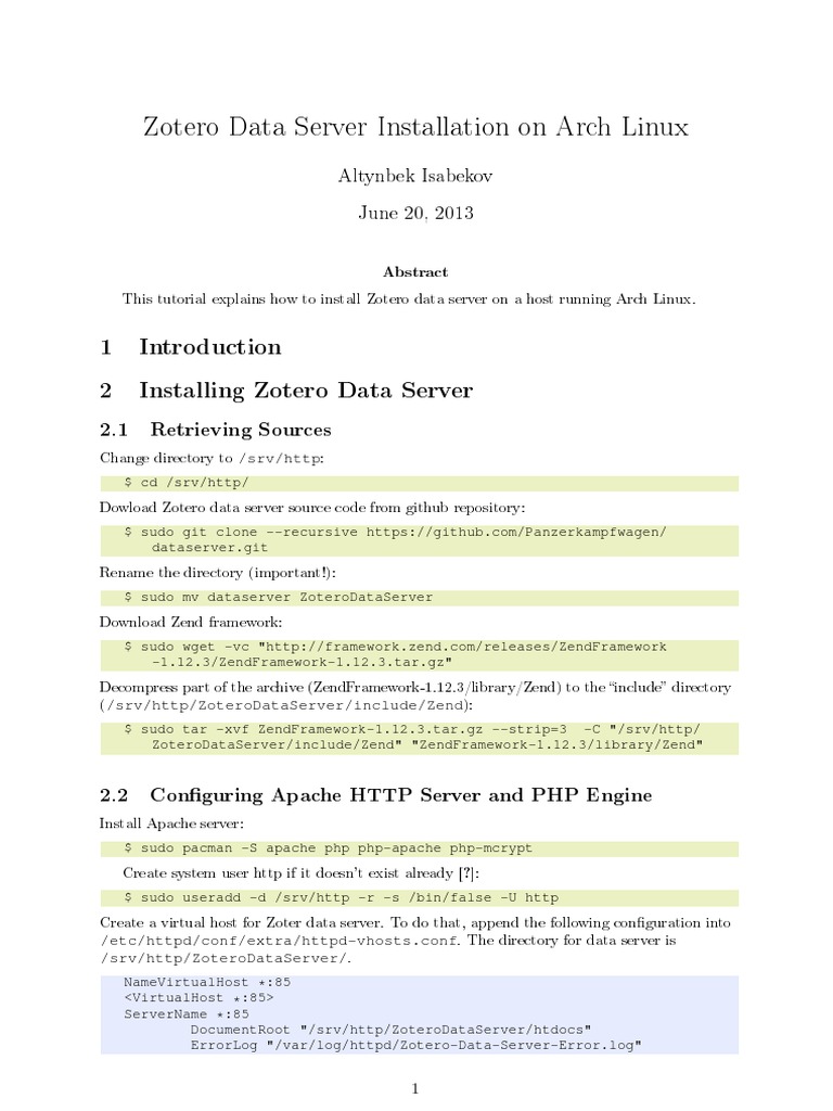 Zotero Server Setup on Arch Linux | PDF | Digital Technology | Computer ...