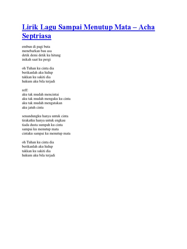 Lirik Lagu Sampai Menutup Mata Pdf