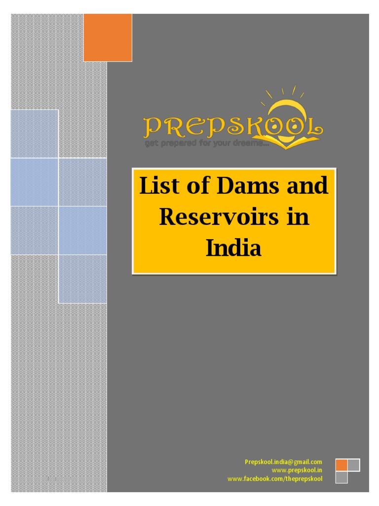 List of Dams and Reservoirs in India Statewise PDF Download Free PDF