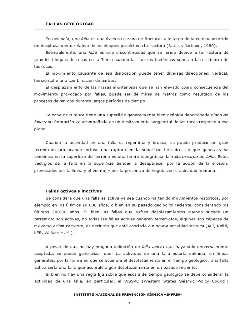 Fallas Geológicas Pdf Pdf