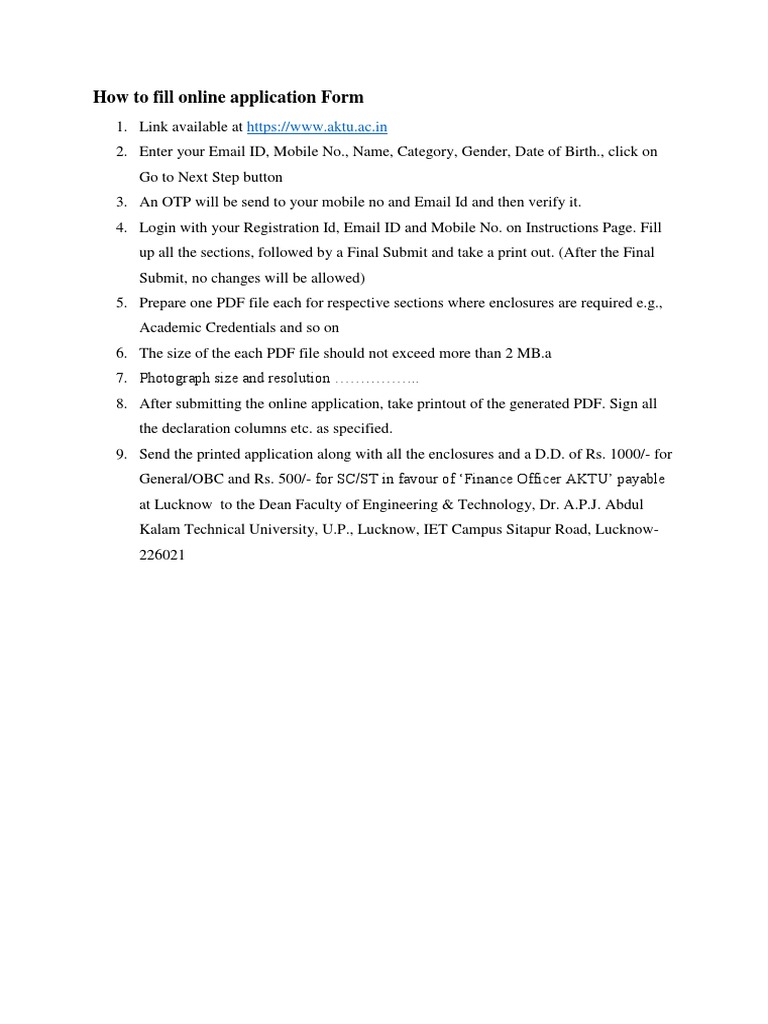 How To Fill Online Application Form | PDF