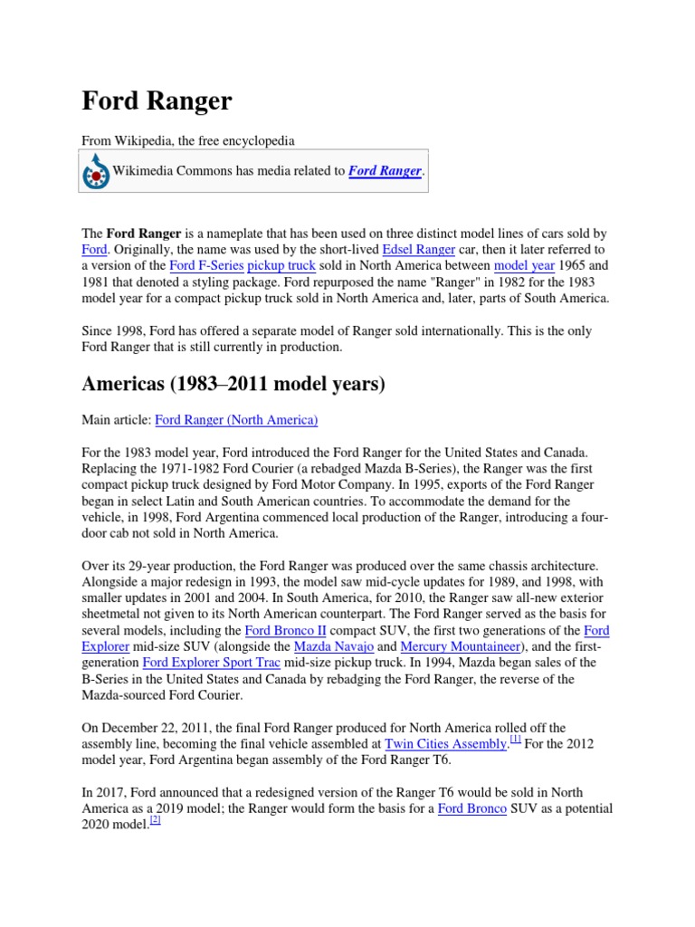 Ford Ranger | PDF | Ford Motor Company | Rear Wheel Drive Vehicles