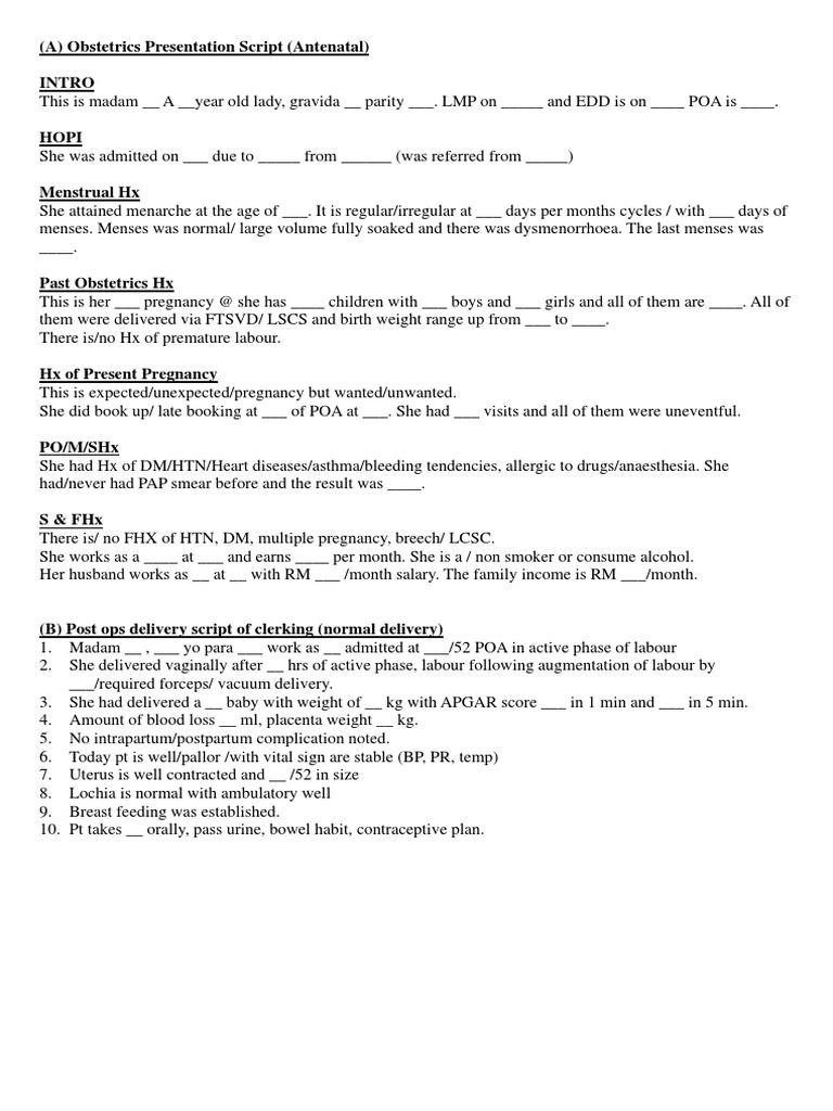 Presentation Script Obs PDF | PDF | Childbirth | Menstruation