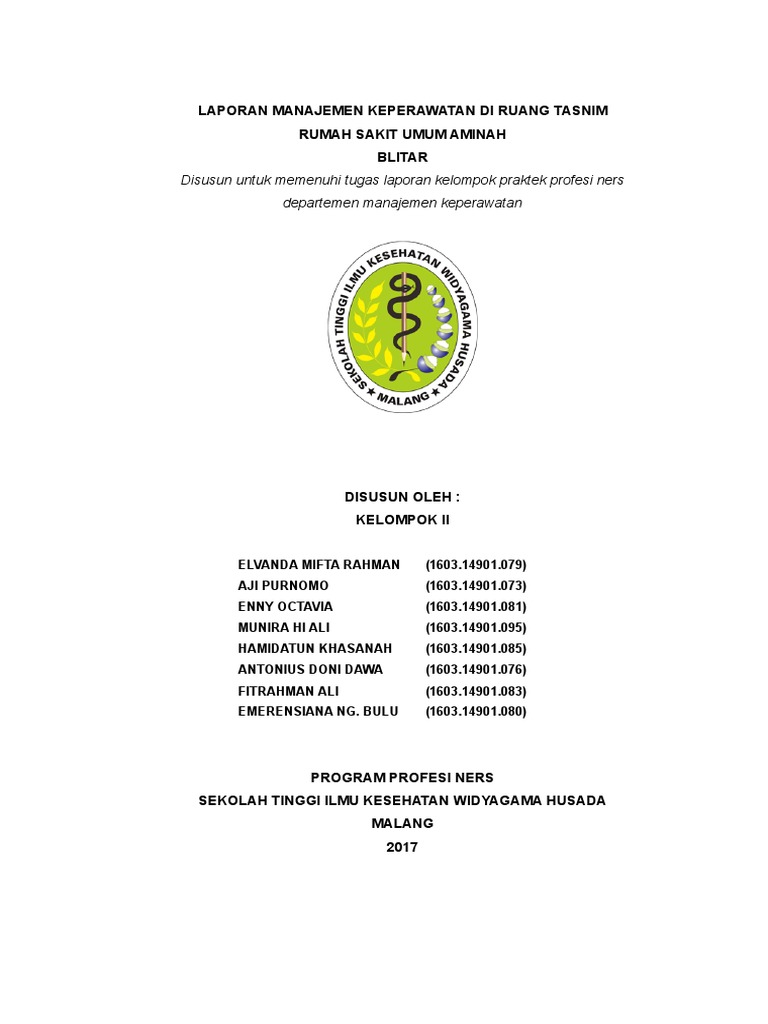 Laporan Manajemen Keperwatan RSU Aminah Blitar Ruang Tasnim