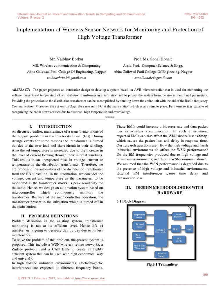 Wireless Sensor Network for Transformer Monitoring | PDF | Wireless ...