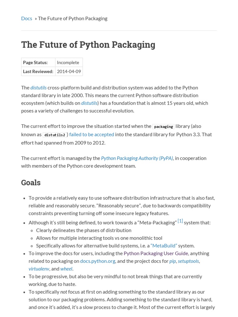 The Future of Python Packaging - Python Packaging User Guide ...