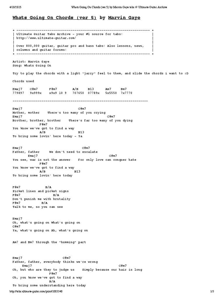 Whats Going On Chords Pdf Leisure Entertainment General