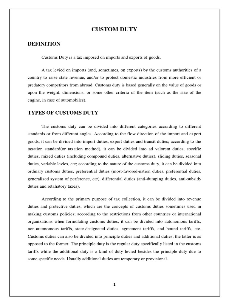 Custom Duty PDF Dumping Pricing Policy Customs