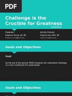 Challenge Is The Crucible For Greatness