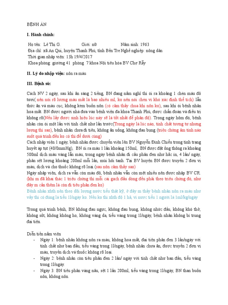 XUẤT HUYẾT TIÊU HÓA TRÊN DO LOÉT DẠ DÀY TÁ TRÀNG Ở BỆNH NHÂN NAM 40 TUỔI