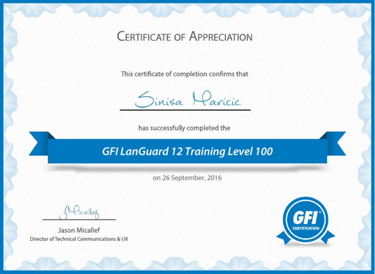 GFI LanGuard 12 Training Completion | PDF