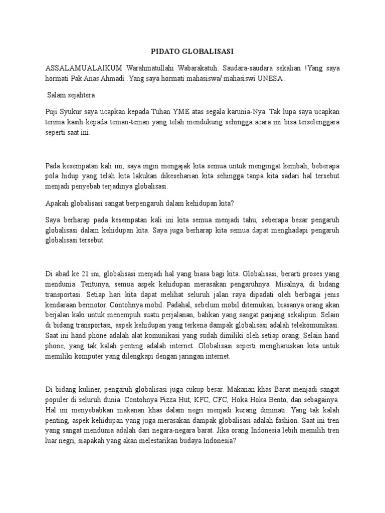 Pidato Globalisasi Pdf