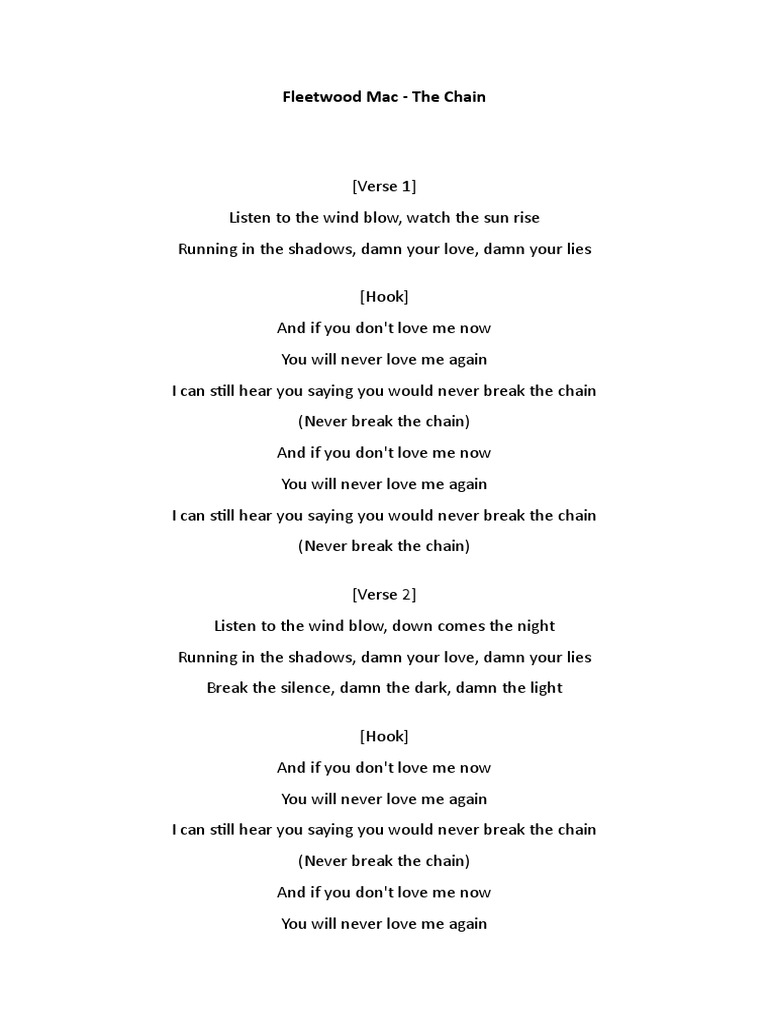 Fleetwood Mac – The Chain Lyrics