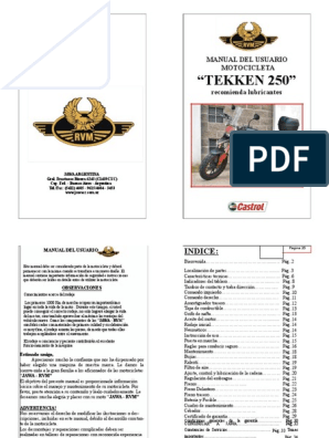 Manual Tekken 2501 Motocicleta Neumático