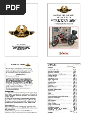 Manual Tekken 2501 Motocicleta Neumático