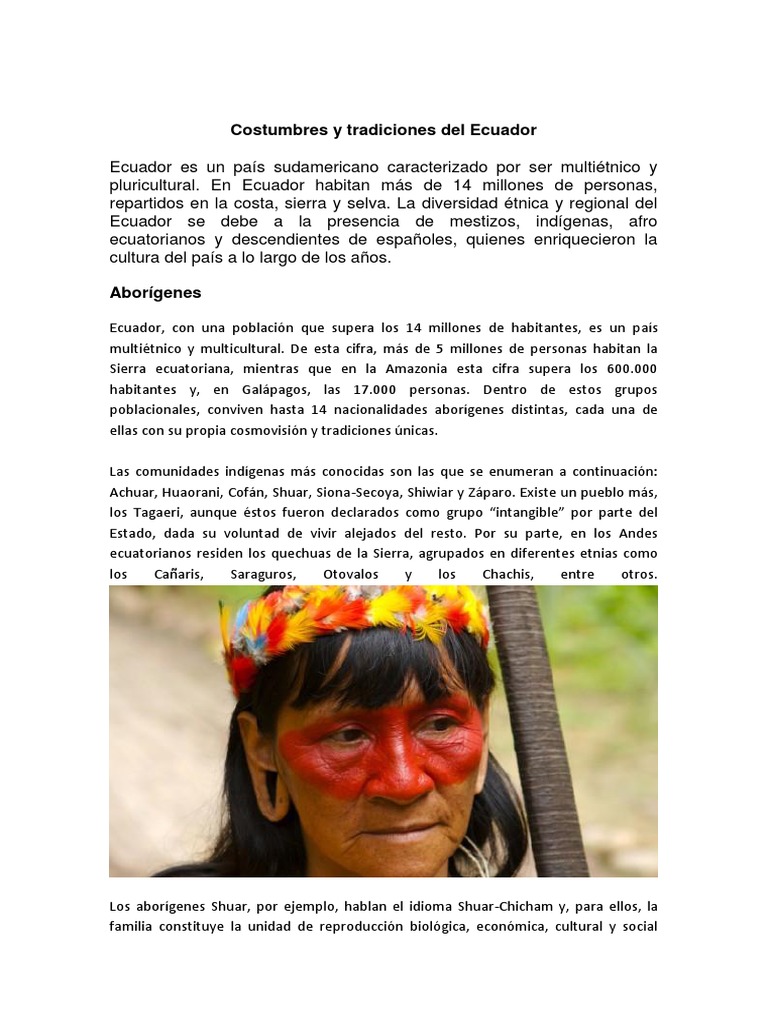 Costumbres Y Tradiciones Del Ecuador Docx Gente Indigena Ecuador