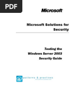 Testing The Windows Server 2003 Security Guide