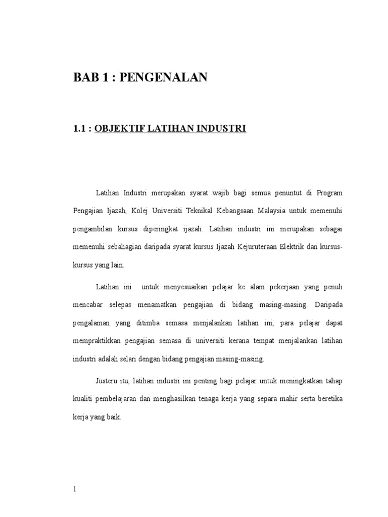 Laporan Latihan Industri Di Tnb Pdf