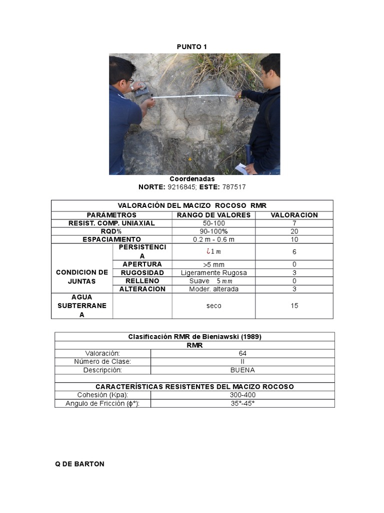 Tablas RMR | PDF | Unidades de medida | Naturaleza