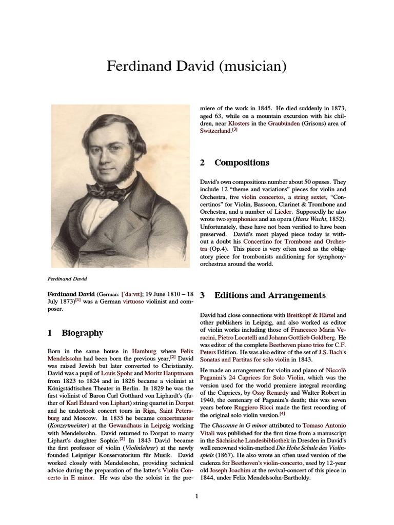 Ferdinand David (Musician) Violin Classical Music