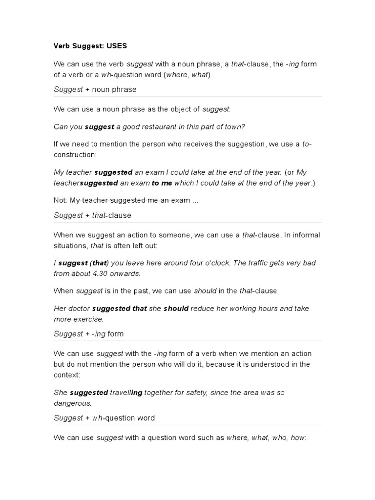 Using the Verb "Suggest" Correctly | PDF | Language Arts & Discipline