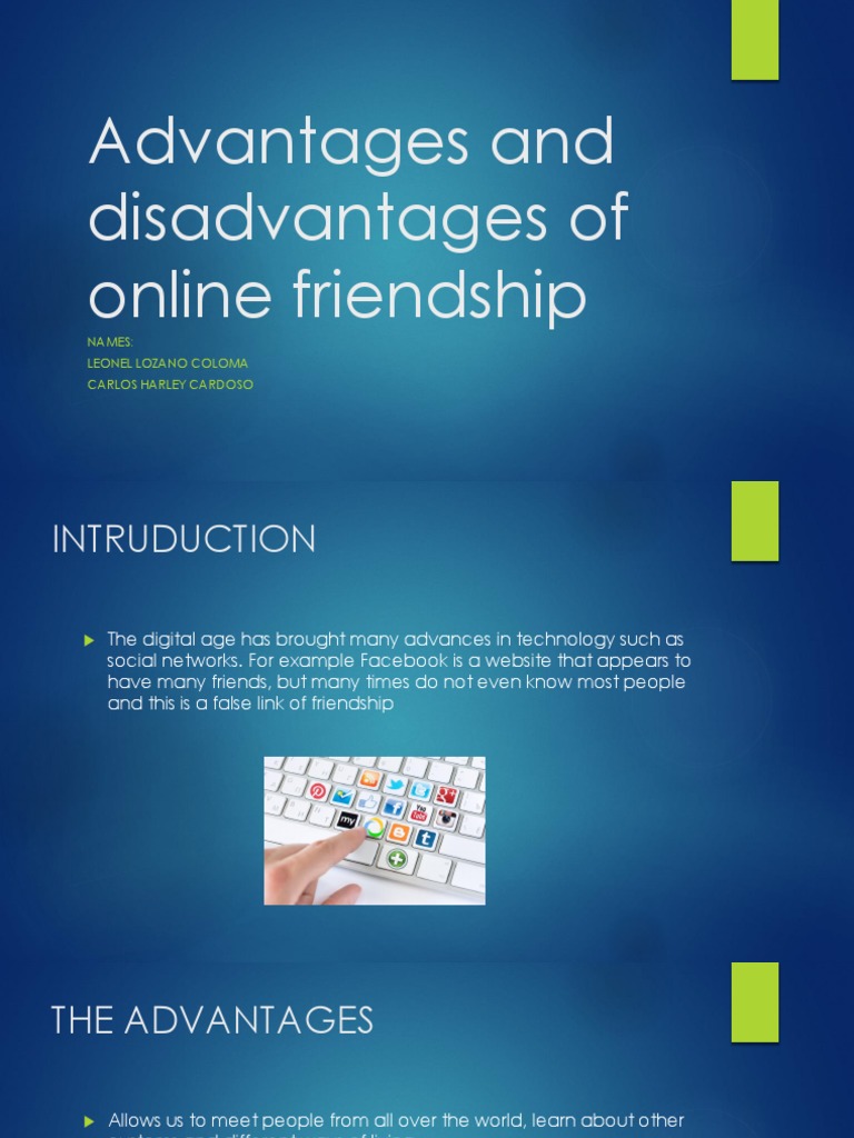 Advantages and Disadvantages of Online Friendship | PDF