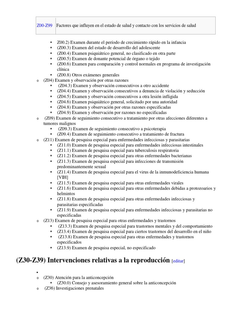 CIE 10 Codigos Adicionales Z00 Z99 Cáncer La dependencia de sustancias