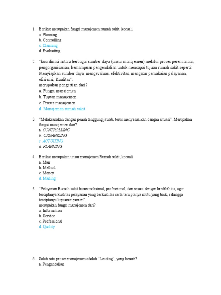 Soal Kelompok 1 Administrasi Rumah Sakit Pdf