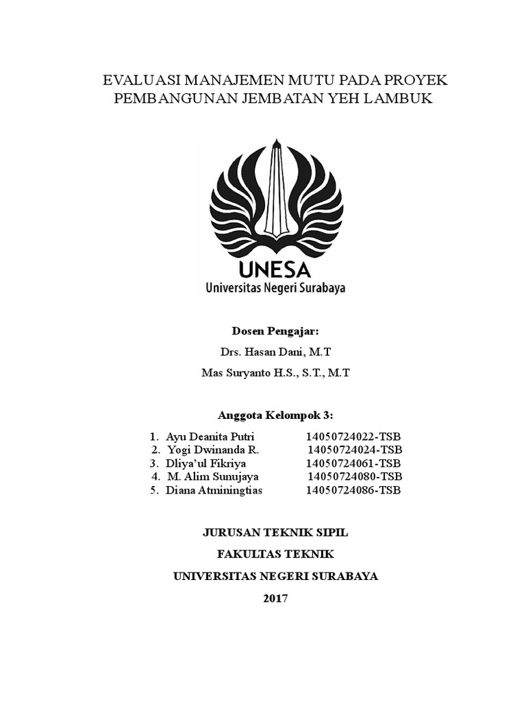 Evaluasi Manajemen Mutu Pada Proyek Pembangunan Jembatan Yeh Lambuk