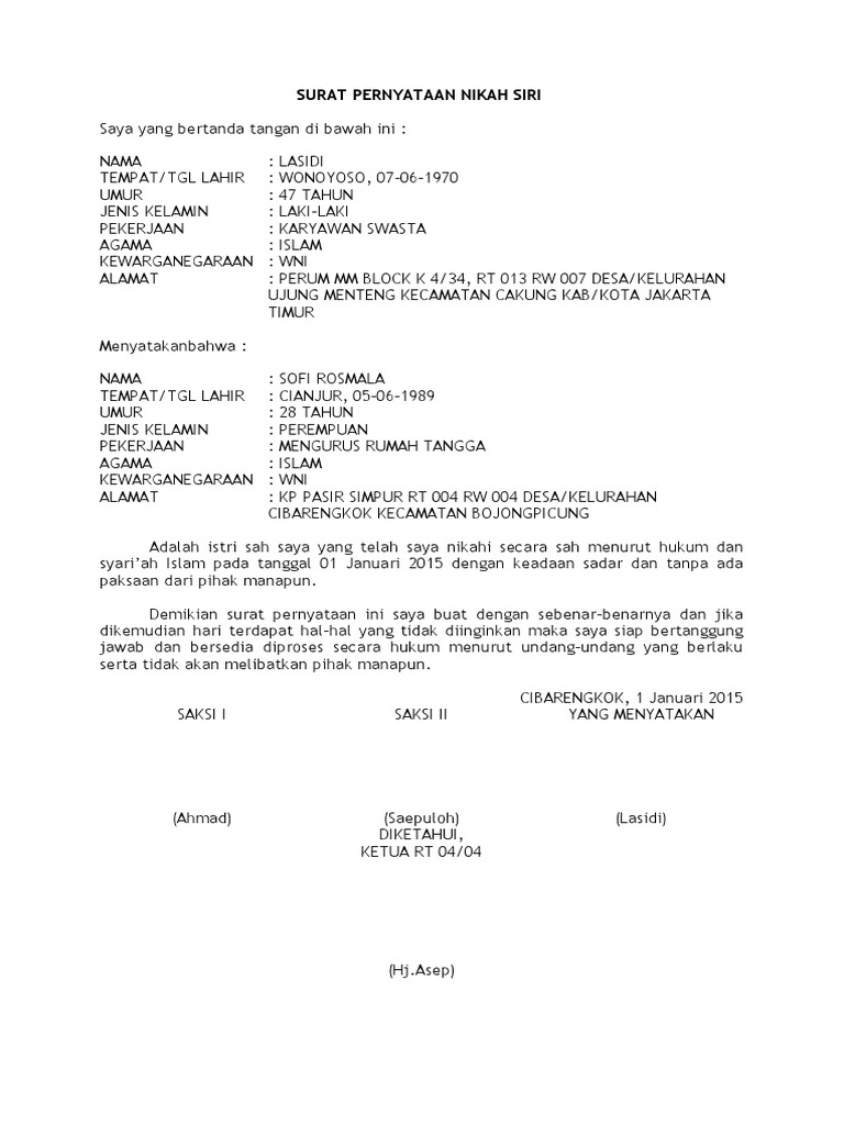 Download 72+ Contoh Surat Surat Nikah Siri Terbaik Gratis
