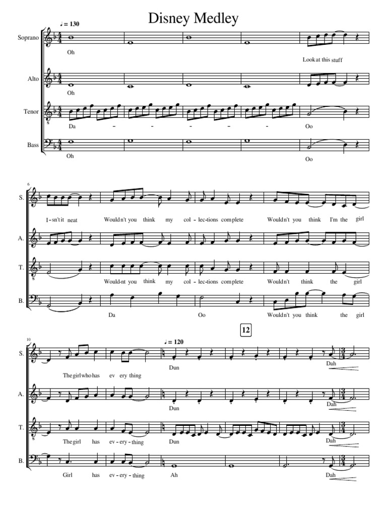 Disney Medley Sheet Music Pdf Musicology Human Throat