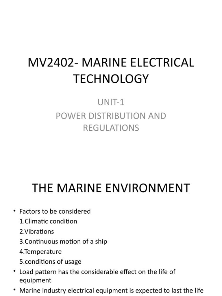 Marine Electrical Equipment and Practice PDF Marine Propulsion