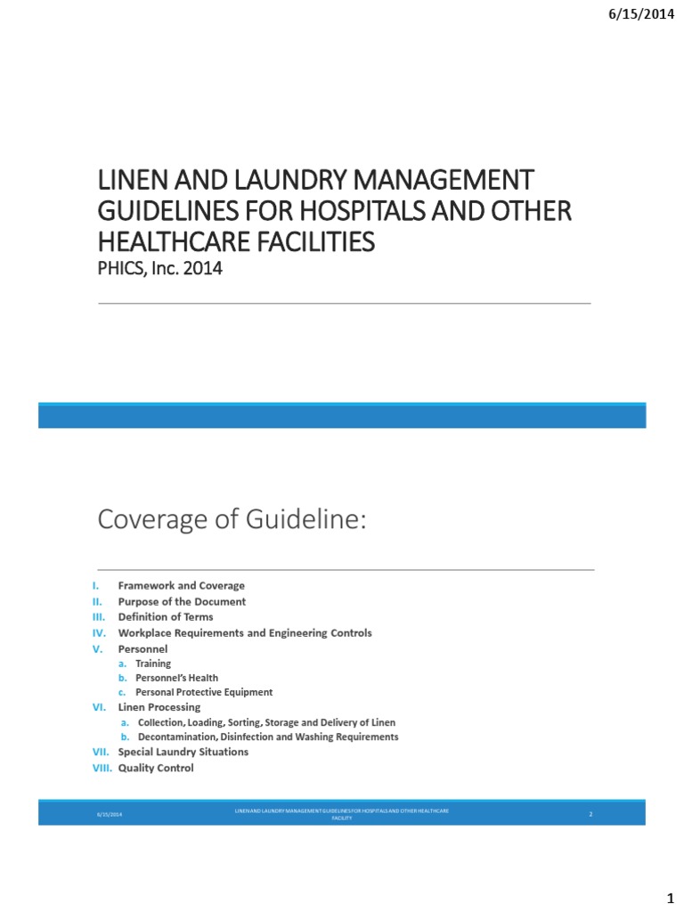 Linen and Laundry Management Guidelines For Hospitals and PDF | PDF ...