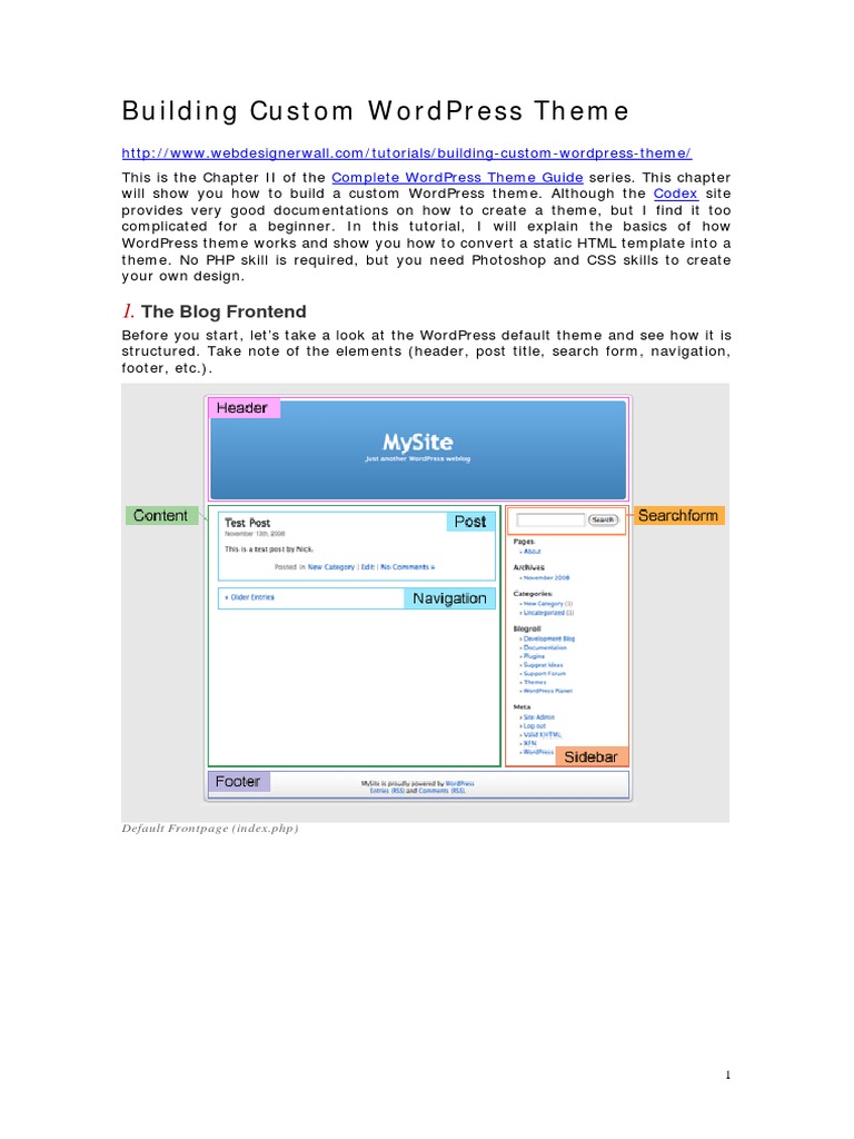 Building Custom WordPress Theme | PDF | Word Press | Cascading Style Sheets