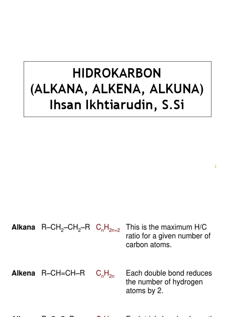 Hidrokarbon: Alkana, Alkena, Alkuna | PDF | Science & Mathematics