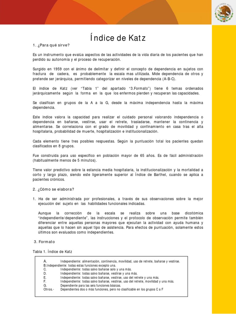 Indice Katz PDF PDF Vejez Bienestar