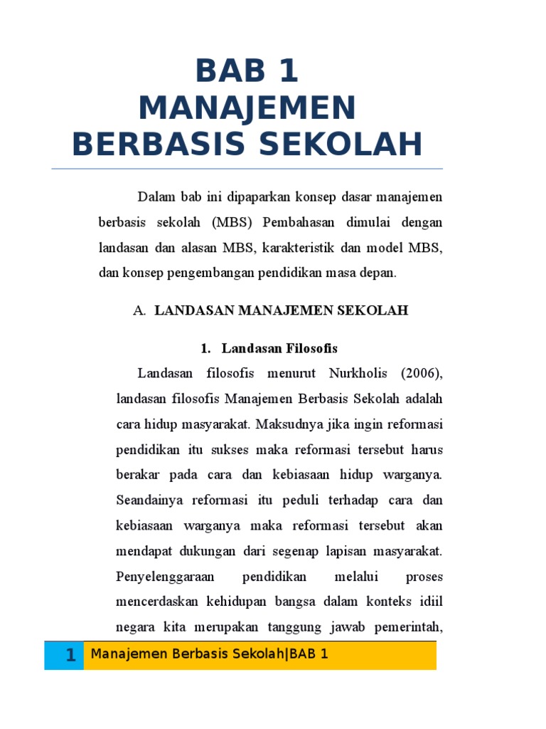 Konsep Manajemen Berbasis Sekolah | PDF | Karier & Perkembangan | Ilmu ...