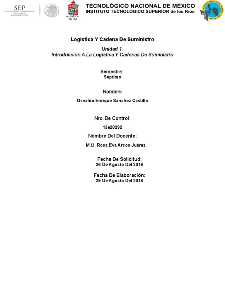 Logística Y Cadena de Suministro U1 | PDF | Logística | Distribución ...