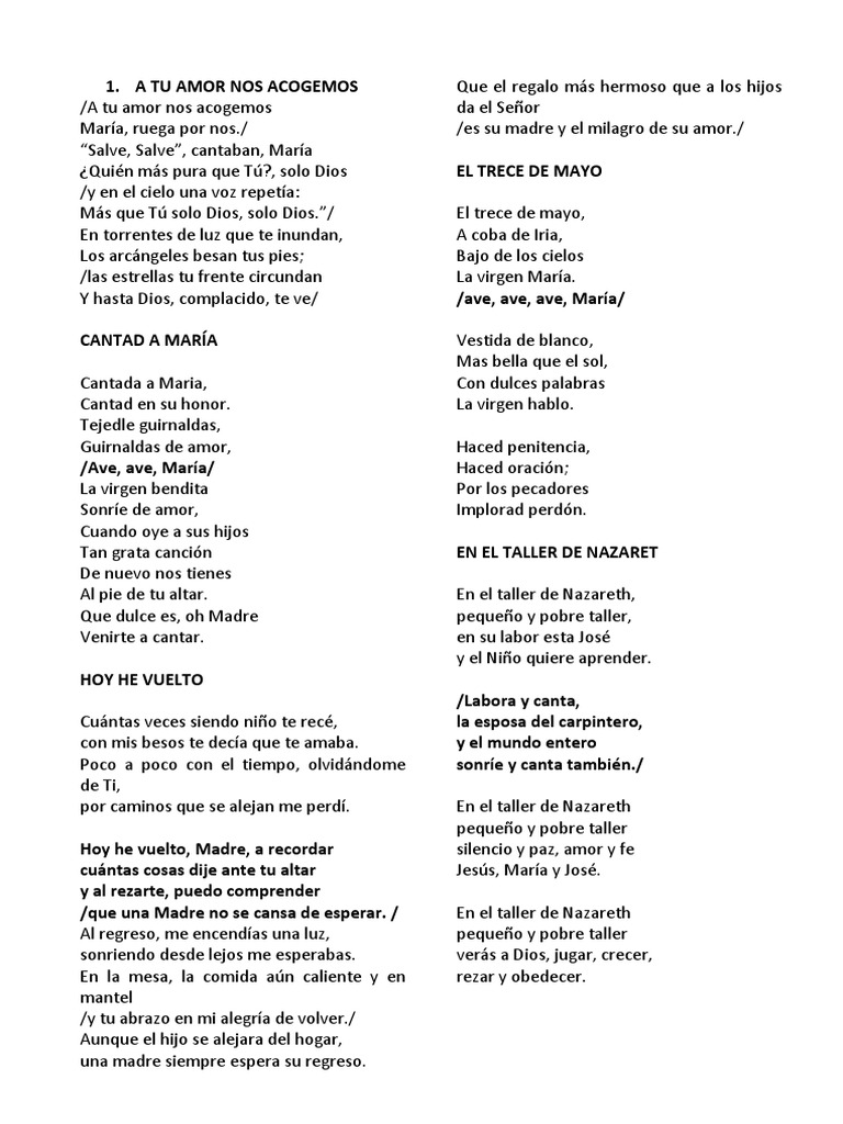 Mejores Cantos a la Virgen María | PDF | María, madre de Jesús | Amor