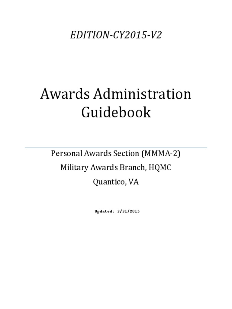 USMC Awards Administration Guide 2015 | PDF | Battalion | Brigade