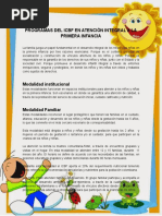 Programas Del Icbf en Atención Integral a La Primera Infancia
