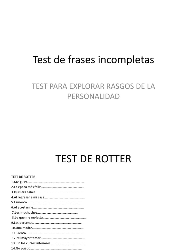 Test de Rotter | PDF | Ocio