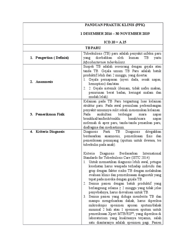 Panduan Praktik Klinis TB Paru | PDF