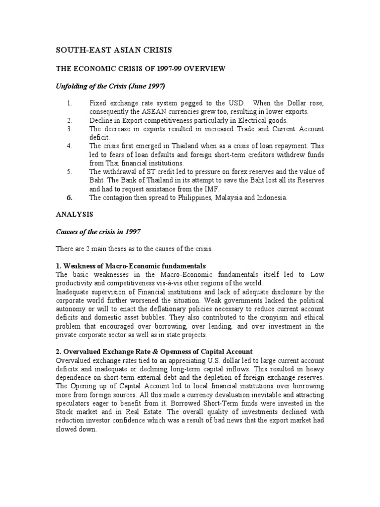 Asian Crisis Pdf Association Of Southeast Asian Nations 1997
