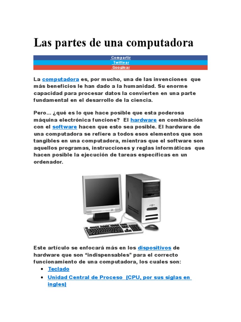 Componentes Clave de una Computadora | PDF | Hardware de la computadora ...
