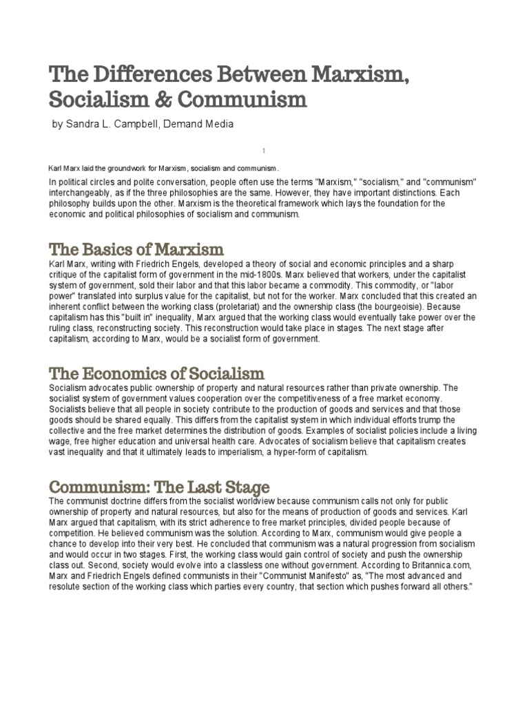Difference Between Socialism And Marxism