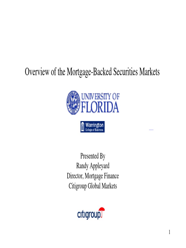 Mortgage Backed Securities PDF Mortgage Backed Security Fannie Mae